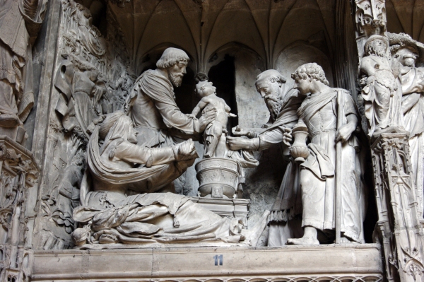 Sculpture from Chartres Cathedral showing the ritual circumcision of the Jewish baby Jesus