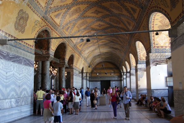 The upstairs galleries of Hagia Sophia also have marble-lined decorative walls.