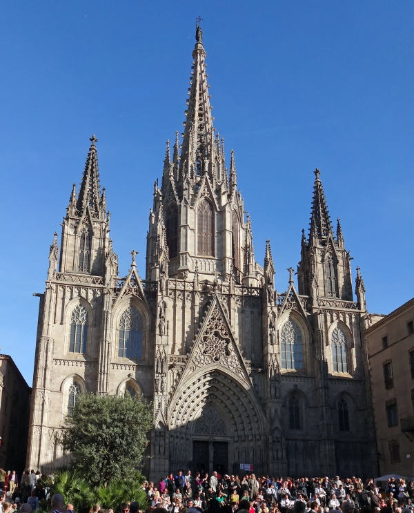 Barcelona Cathedral with its multiple open frame spires