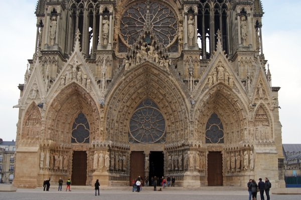 The porticos at the main entrance to Reims Cathedral