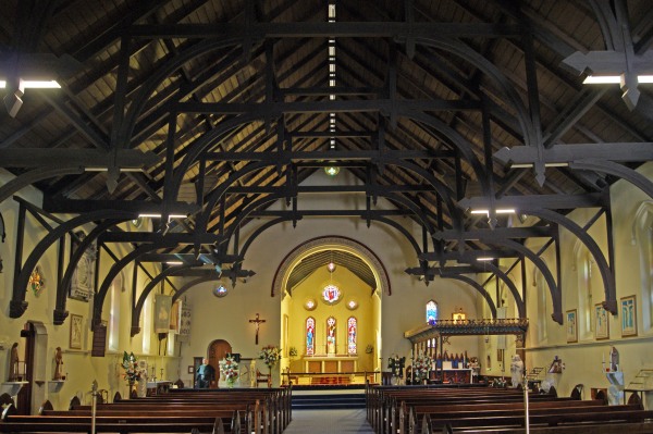 The rare double hammer beam roof of All Saints' Brisbane
