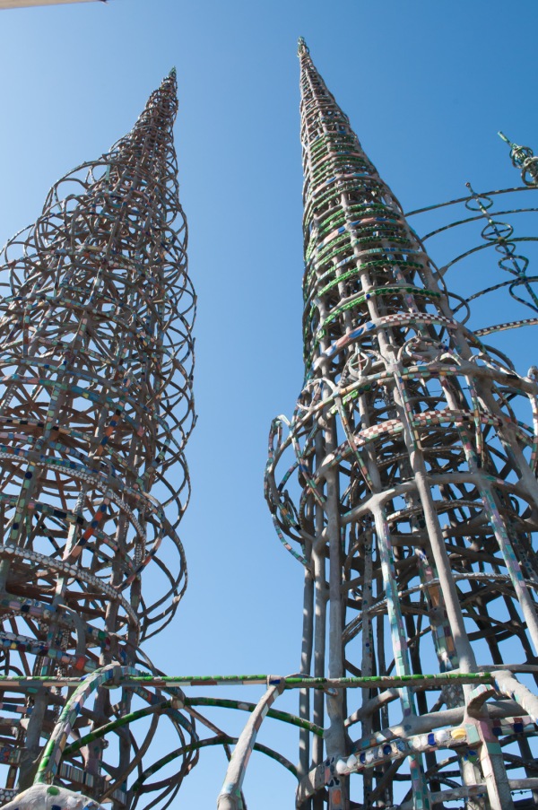 Simon Rodia's Watts Towers, in Los Angeles, California, hand built by one man from collected scrap, over several decades.